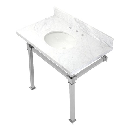 Kingston Brass KVPB36MOQ1 36-Inch Carrara Marble Console Sink, Marble White/Polished Chrome KVPB36MOQ1